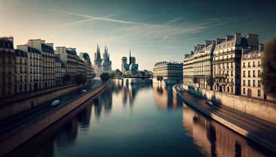 Seine propre avec des monuments parisiens en arrière-plan