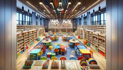 Centro comunitario colorato con materiali educativi per bambini