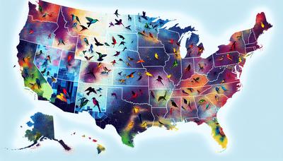 Des cartes de données colorées mettent en évidence les populations d'oiseaux à travers les États.