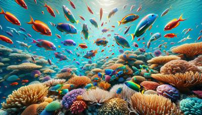 Poissons colorés s'adaptant dans les eaux chaudes tropicales.