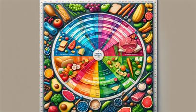 Kleurrijke voedselgrafiek met insuline en macronutriënten.