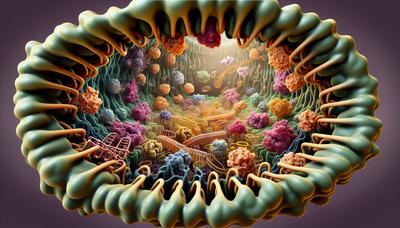 Proteine colorate che muovono sostanze all'interno di una cellula.