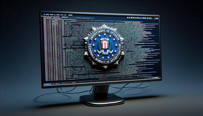 Schermo del computer con codice e emblema FBI.