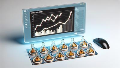 Condooms met waarschuwingssignalen en stijgende infectiecijfers.