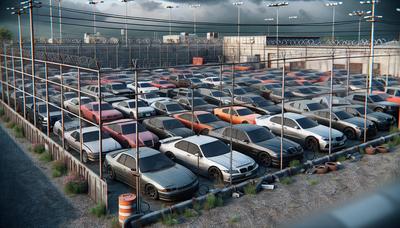 Coches confiscados en un depósito policial.