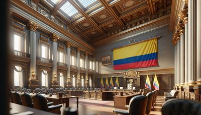 Cámara del Congreso con la bandera de Colombia y mercancía de Escobar.