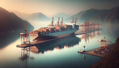 Porte-conteneurs dans un port chinois tranquille.