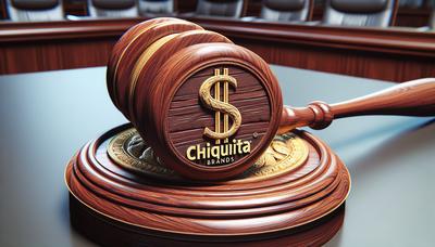 Marteau de juge avec le logo de Chiquita Brands et un signe dollar