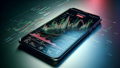 Aplicación de mercado de valores en el smartphone con gráficos colapsada.