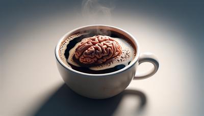 Tasse de café avec illustration de cerveau de bébé.