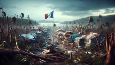 Après le cyclone à Mayotte avec des drapeaux en berne.