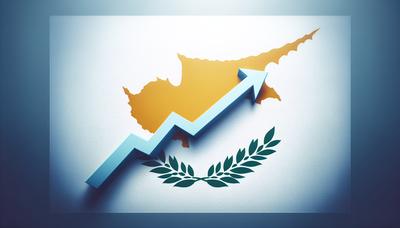 Drapeau de Chypre avec flèches de graphique de notation de crédit en hausse.