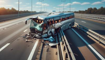 Autobus turistico danneggiato contro il guardrail sull'A1.