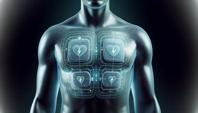 Defibrillatie-elektroden op de borst die de optimale plaatsing illustreren.