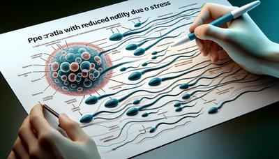 Diagramma che mostra spermatozoi stressati con vie di motilità ridotta.