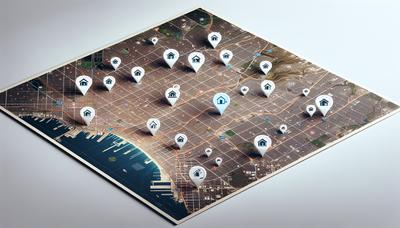 Mapa digital que señala refugios para personas sin hogar en Los Ángeles.