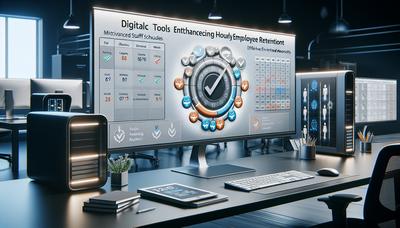 Concepto de herramientas digitales que mejoran la retención de empleados por hora.