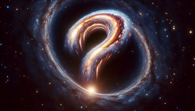 "Une galaxie déformée forme un point d'interrogation par effet de lentille gravitationnelle."