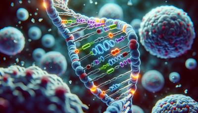 Elica di DNA con evidenziata la mutazione del gene PIEZO2.