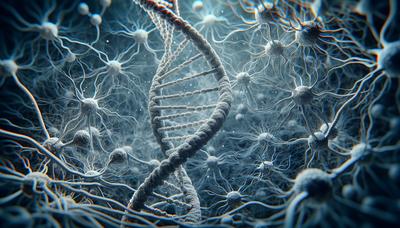 DNA-spiral som vävs samman med hjärnans nervceller i bakgrunden.

