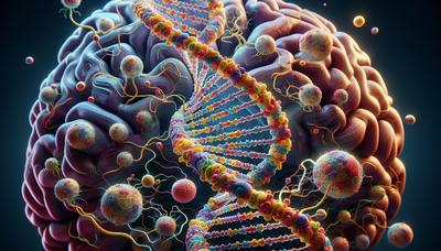 DNA-helix verweven met hersenen illustratie moleculen.