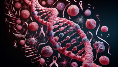 Hélice de DNA com gráficos de câncer de mama integrados.