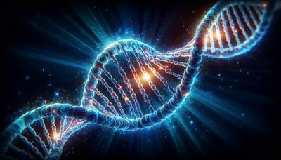 Fio de DNA com destaque nas seções afetadas.