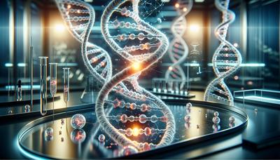 Cadena de ADN con nuevos códigos genéticos fluorescentes.