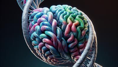 Cadenas de ADN entrelazadas con una ilustración de un cerebro.