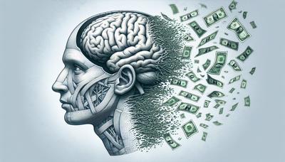 Ilustración de billetes de dólar y cerebro desvaneciéndose.