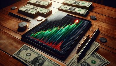 Notas de dólar e gráfico ascendente na mesa.