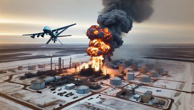 Une frappe de drone déclenche un incendie dans une installation pétrolière russe.