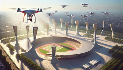 "Des drones survolant les sites olympiques de Paris avec les autorités."