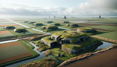 Nederlands landschap met bunkers uit het Koude Oorlog-tijdperk.