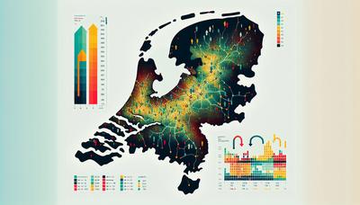 Nederlandse kaart met bevolkingspictogrammen en groeitrendpijlen.