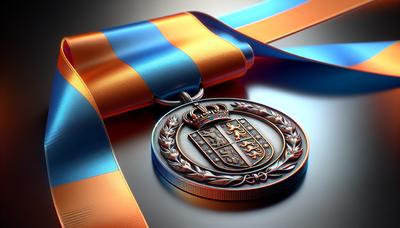 Nederlandse koninklijke medaille met oranje-blauw lint.