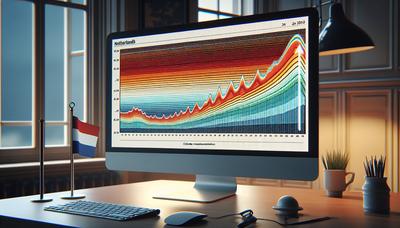 Visualisatie van de temperatuurstijging in Nederland met KNMI-klimaatstrepen.