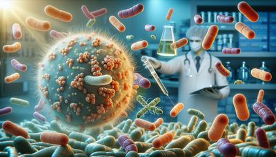 Batteri di E. coli che interagiscono con antibiotici in laboratorio.