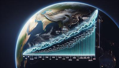 Terre avec graphique de croissance démographique et chiffres en augmentation