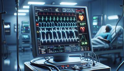 Monitor ECG che mostra disfunzioni critiche del cuore e dell'aorta.