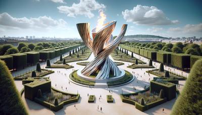 Chaudron olympique écologique aux Jardins des Tuileries Paris 2024.