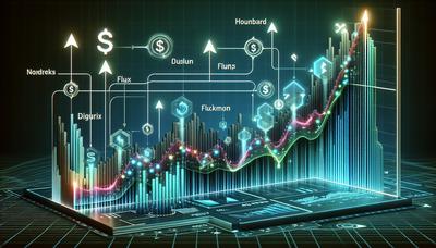 Gráficos econômicos com setas e sinais de dólar