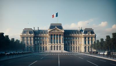 Palais de l'Élysée avec le drapeau français flottant haut.