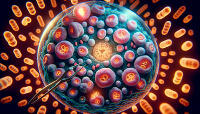 Embryozellen mit hervorgehobenen chromosomalen Replikationsfehlern.