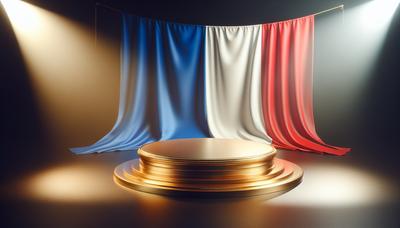 Podium vide médaille d'or avec fond drapeau français