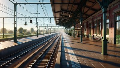 Lege treinsporen in een Nederlands treinstation.