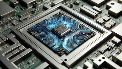 Chip per computer ad alta efficienza energetica con design futuristico del circuito