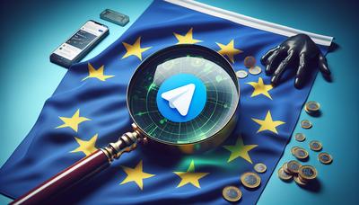 'Lente d'ingrandimento bandiera UE schermo app Telegram indagine'