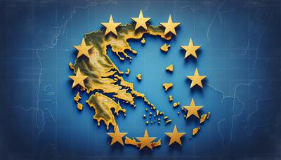 Drapeau de l'UE avec carte mettant en évidence la région de la Macédoine-Centrale