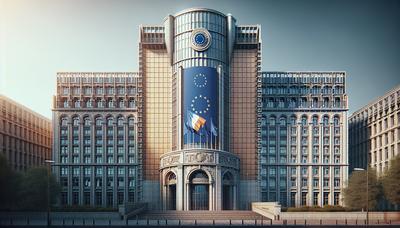 Edificio della Commissione Europea con bandiere francesi e dell'UE